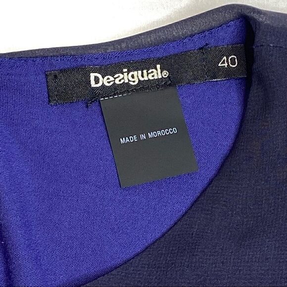 Desigual blue oton sleeveless geometric triangle dress size 40 medium - Picture 12 of 16